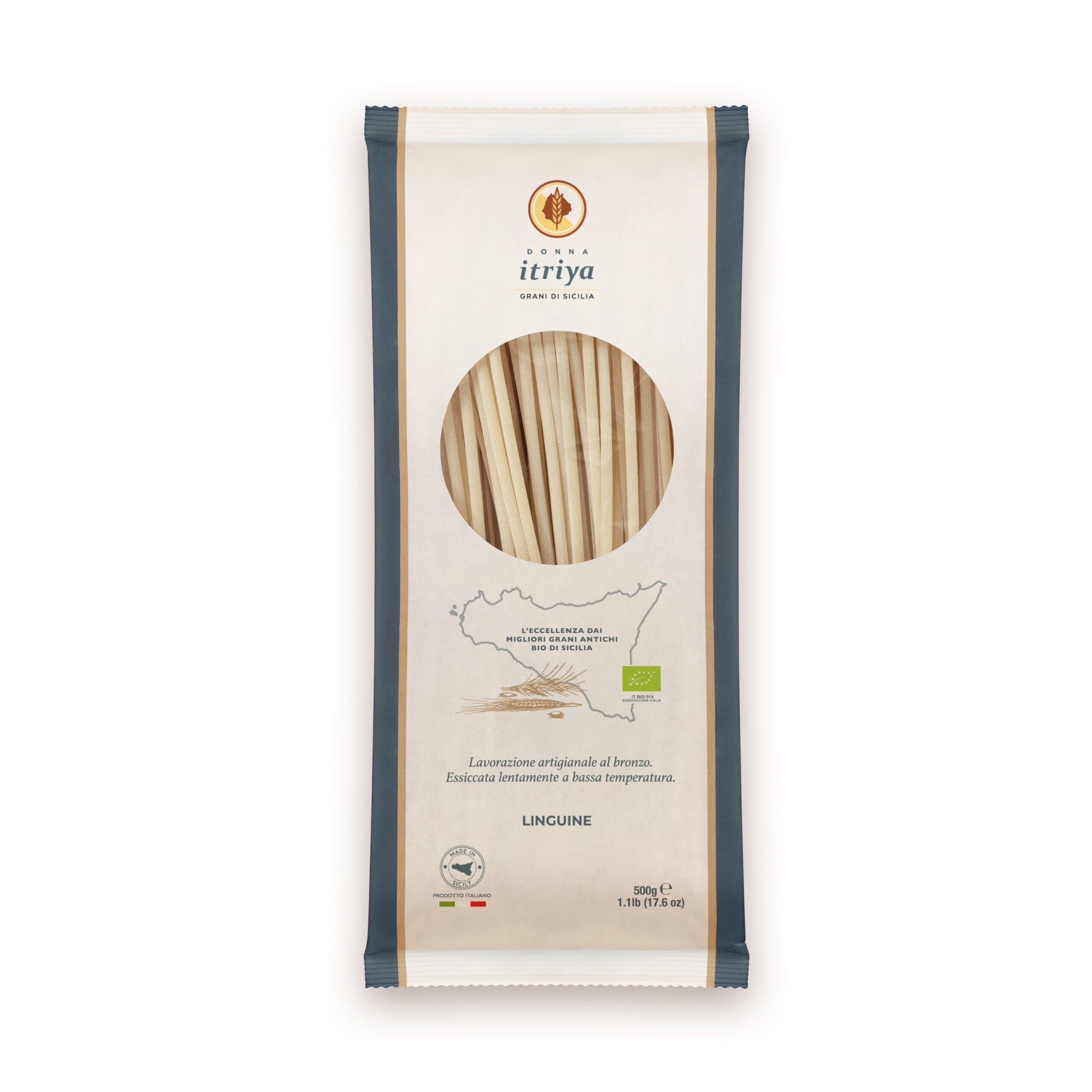 Italiensk linguine fra Sicilia laget av grani antichi fra Donna Itriya