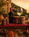 Siciliansk aperitivo-pakke med ekstra virgin olivenolje, olivenpaté, artisjokker og auberginer fra Sicilia