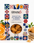 Tumminello GraniSì kjeks med appelsin og manna 210 g – sprø sicilianske kjeks laget med gamle kornsorter, kandisert appelsin og manna.