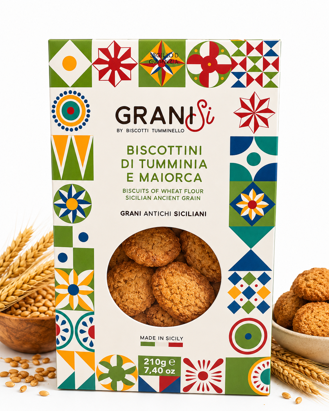 Tumminello GraniSì kjeks med Tumminia og Maiorca 210 g – sprø sicilianske kjeks laget med gamle sicilianske kornsorter.